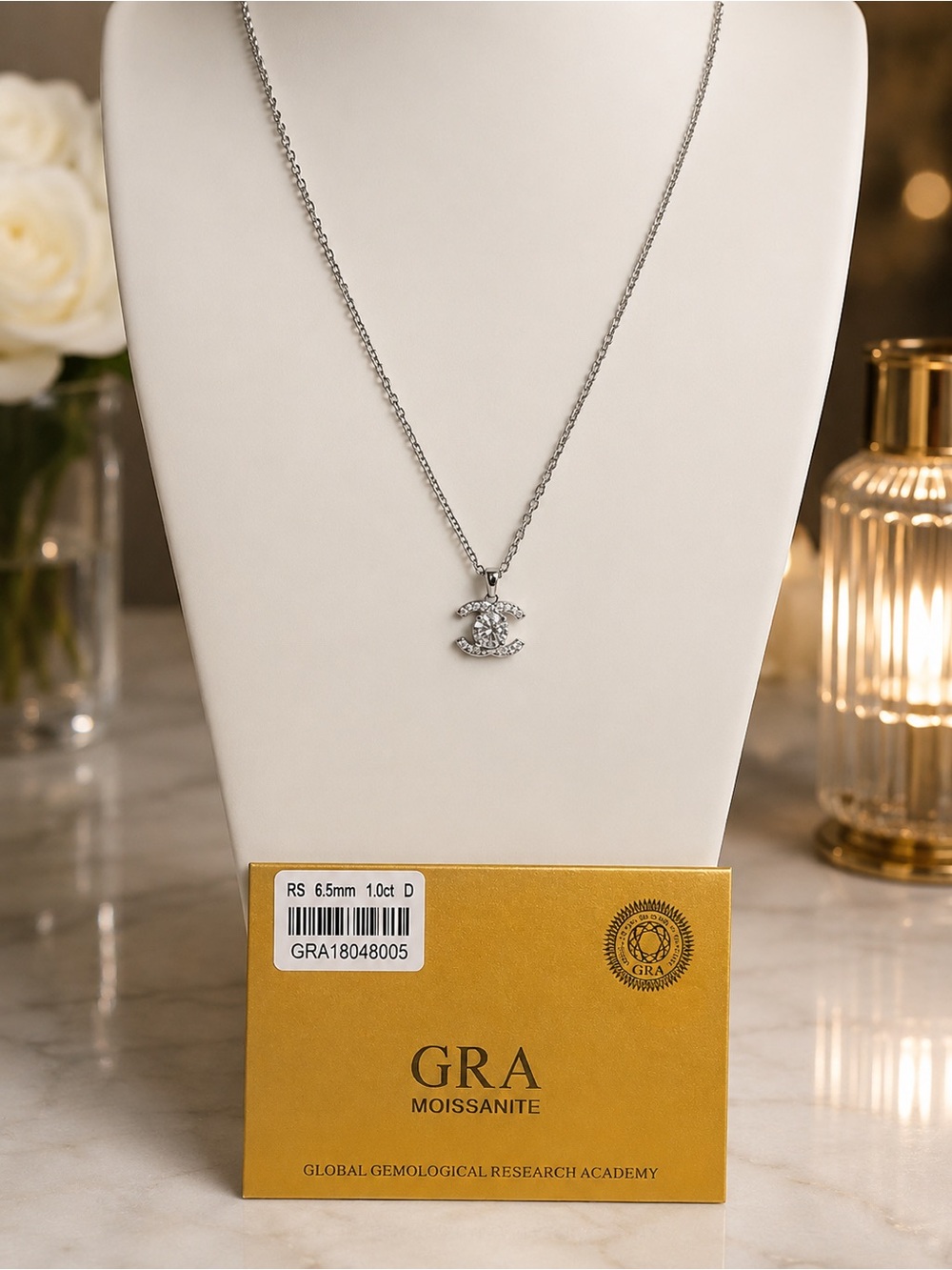 CC Moissanite Pendant Necklace 1.0ct of Moissanite test as a Diamond with GRA’s